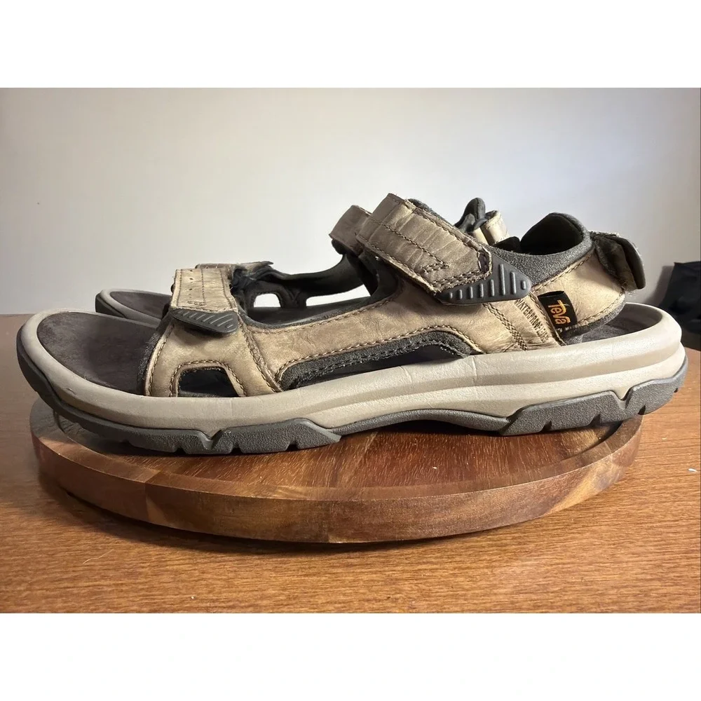 Teva Mens Langdon Sandals Walnut Brown Waterproof Leather Hiking 1015149 Size 13
